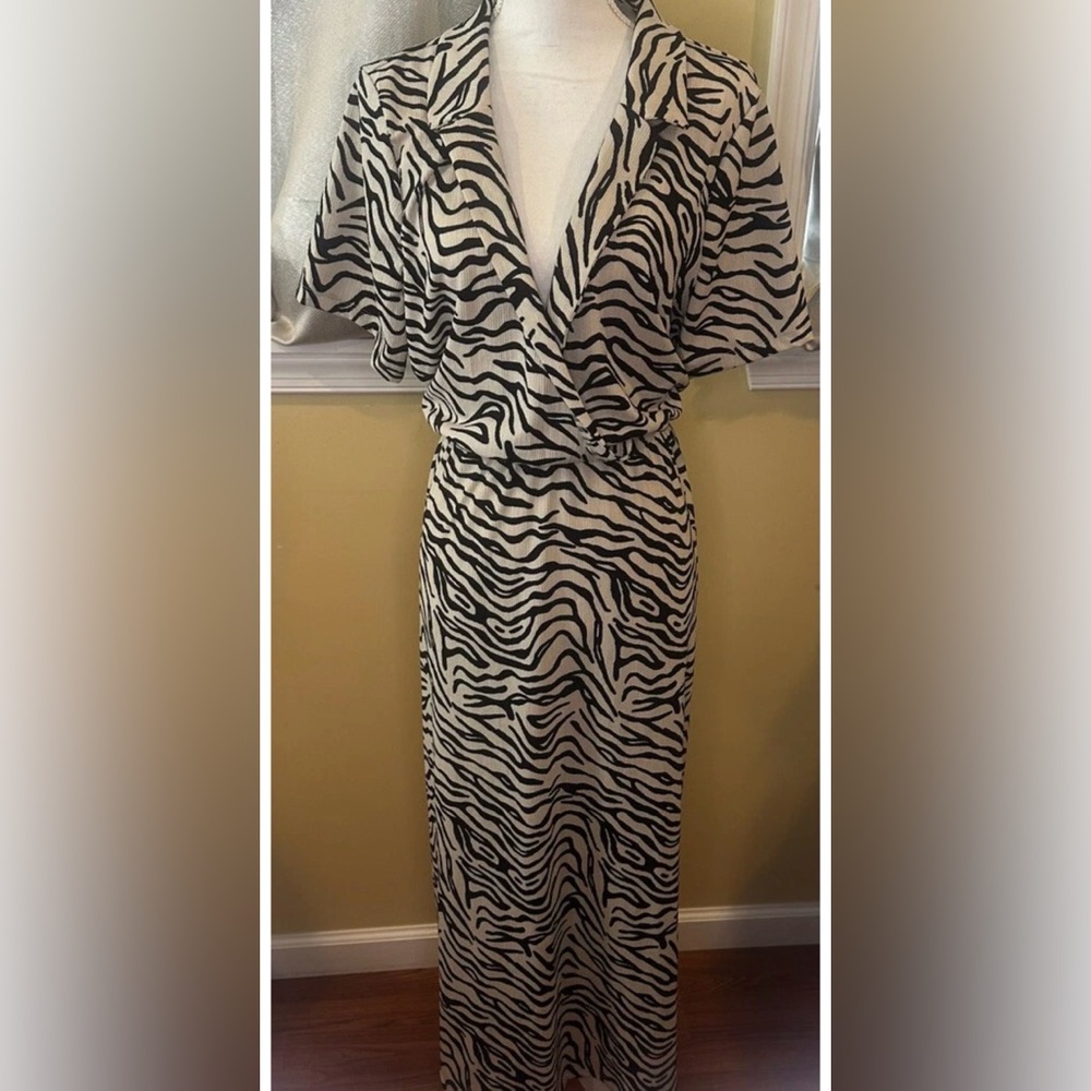 ASOS Curve Black and Tan Animal Print Midi Dress